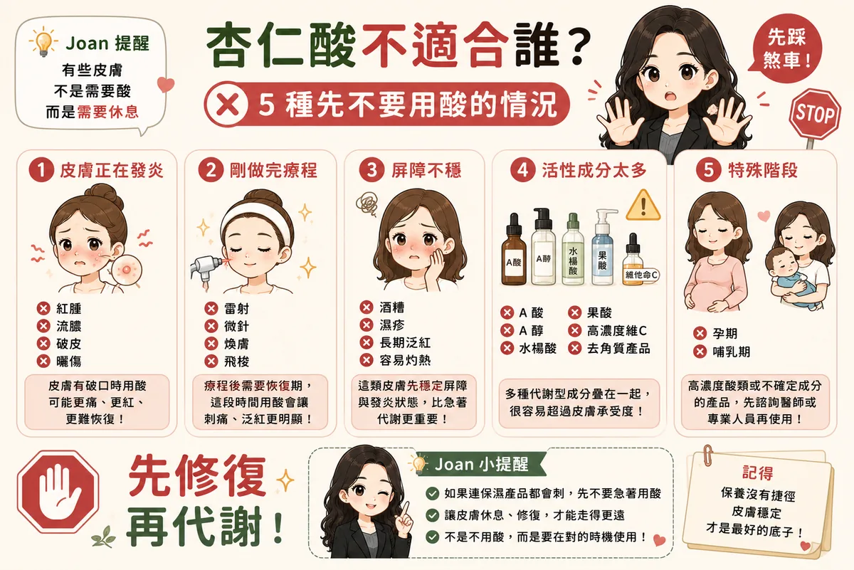 杏仁酸不適合使用的情況