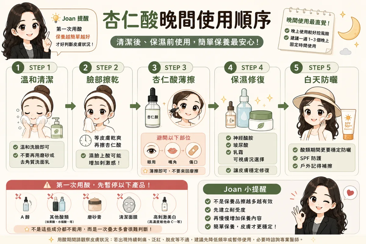 杏仁酸晚間使用順序